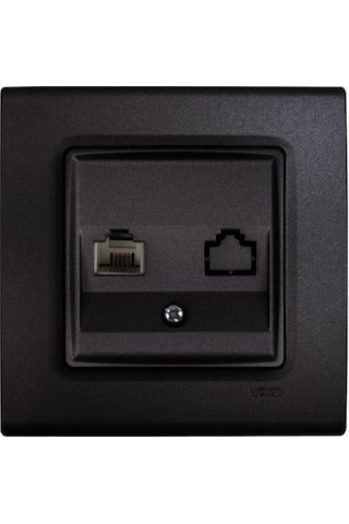 Viko Linnera Life Gece Siyahı Tekli Nümeris Cat3 Çerçeveli - 90444013