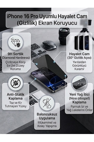 Iphone 16 Pro Uyumlu Ekran Koruyucu Hayalet Cam