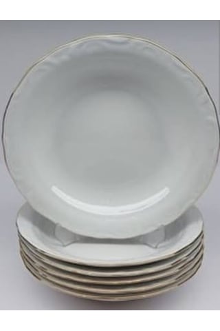 Porland Porselen Yaldızlı 12 Adet 19cm Büyük Çukur Yemek Tabak