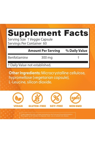 Doctor's Best Benfotiamine 300 With Benfopure, Helps Maintain Hea