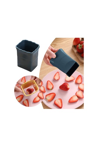 Mavi Fincan Dilimleyici Meyve Dilimleyici Yumurta Dilimleyici Paslanmaz Çelik Çilek Dilimleyici Hızla Meyve Sebze Çilek Kesici Yapmak Mavi