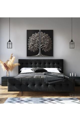 2li Eskitme Krom Ağaç Kanvas Tablo 60x120cm X2