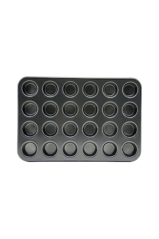 24 Gözlü Metal Muffin Kek Kalıbı Siyah Renkli