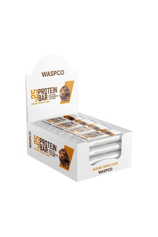 Waspco Bitter Çikolata Kaplı Fındıklı Cupcake Aromalı Protein Bar 36G x 12 Adet