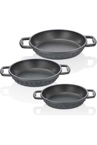 Taç Bella Döküm 3lü Sahan Set Siyah