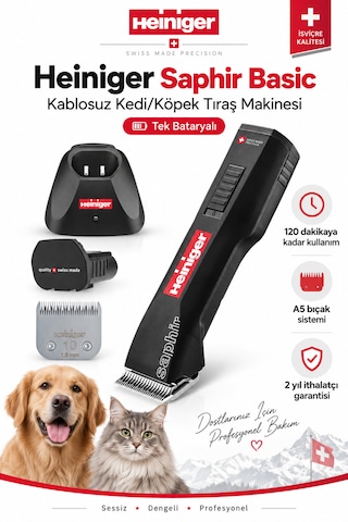 Heiniger Saphir Basic Kablosuz Kedi/köpek Tıraş Makinesi Tek Bataryalı