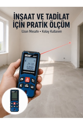 Dijital Lazer Mesafe Ölçüm Cihazı İnşaat Ve Ev Kullanımı Yeni Nesil - Lisinya 0 - 300 MM