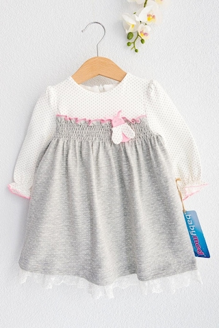 Babymod Babymod Kız Bebek Puantiye Desenli Güpürlü Uzun Kollu Elbise