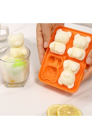 Hombey Yeşil Ayı Figürlü Buzluk Kalıbı - Evde Buz Hazırlama Aleti Çok Renkli