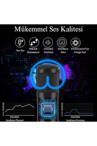 Profesyonel Usb Kondansatör Mikrofon Seti Ayarlanabilir Kol Stand