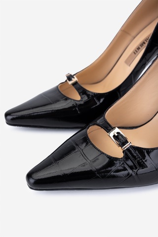 Valmenti Kadın Hakiki Deri Siyah Kroko Stiletto Ayakkabı 1138 4930 Bn Ayk Sk25-26 Sıyah Kroko Siyah