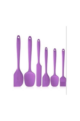Isıya Dayanıklı Yanmaz Yapışmaz Silikon Spatula Seti 6 Parça Silikon Mor Diğer