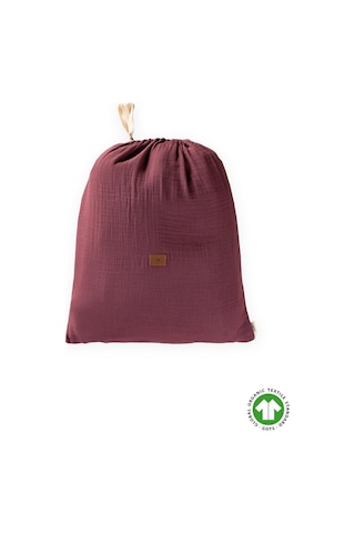 Keseli Organik Müslin Nevresim Takımı 100x135 Cm +/ - 3cm Çarşaf 120x150 Yastık 35x45 Cm Mürdüm