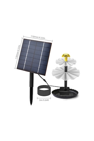 Dofolink Güneş Enerjili Ip68 Su Fıskiyesi, 2.5w 160l/h Hacimli, 9 Fıskiye Başlığı, Filtreli, Üç Katlı Akış Deseni, Dış Mekan Bahçe Manzarası Suları Döngüleyici Pompa Siyah