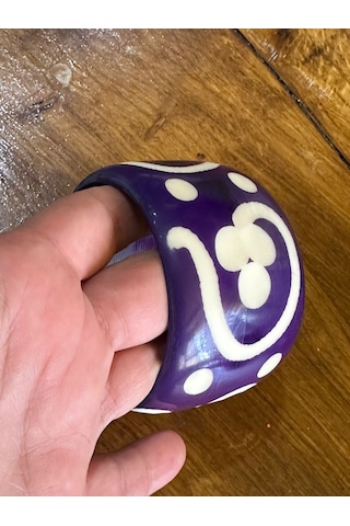 Desenli Kadın Hint Bileziği Çap 7 M Mor