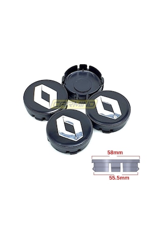 Renault Jant Göbek Arması Siyah 55-58Mm