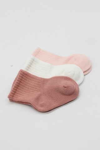 Erturkstore Cherry Girl 3'lü Penye Soket Çorap 10138 Pudra Çok Renkli