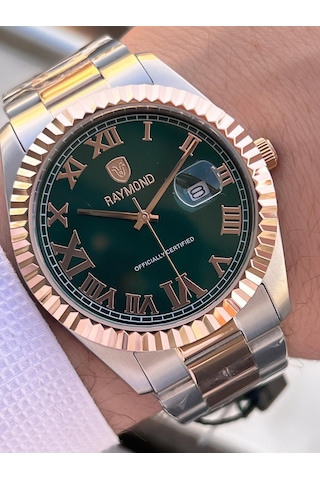 Raymond Nişan Ve Damatlara Özel Çelik Kordon 2 Yıl Garantili 5 Atm Erkek Kol Saati+bileklik Rmd.33 Rose Gold - Gümüş