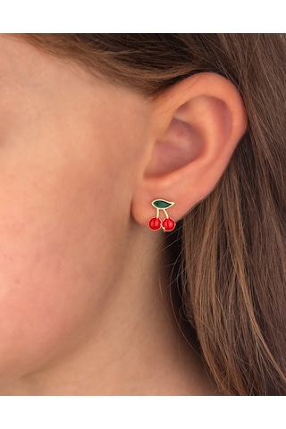 925 Ayar Gümüş Kiraz Çocuk Küpesi