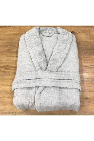 Royam Redline %100 Pamuklu Kısmi Kadife Tekli Bornoz Gri