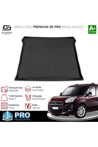 S-dizayn Fiat Doblo Geniş Aile 3d Pro Bagaj Havuzu 2010-2022 A+ Kalite