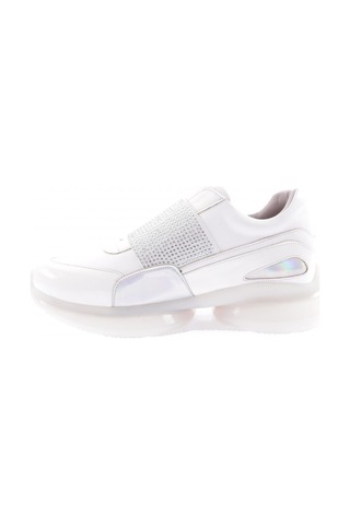 Dgn 1060-23y Kadin Kalin Taban Silver Taşli Bantli Sneakers Ayakkabi 1060-2025-R0198 Beyaz