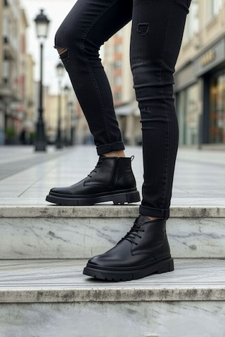 Big King Hakiki Deri Erkek Yarım Bot Siyah