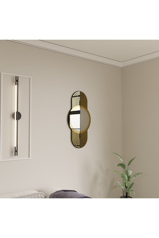 Dekoratif Lüks Pleksi Aynalı Ahşap Duvar Süsü Siyah - Gold