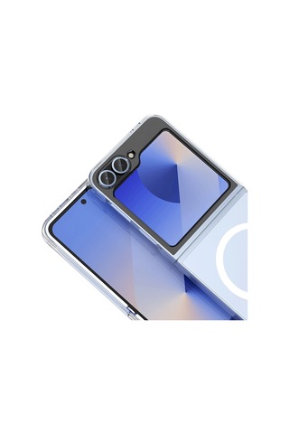 Samsung Uyumlu Galaxy Z Flip 6 Kamera Korumalı M-safe Şarj Özellikli Şeffaf Zore London Sert Pc Kapak - Şeffaf Şeffaf
