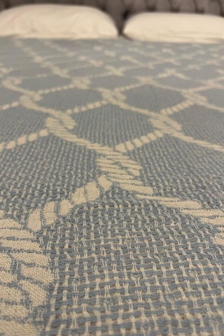 Halat Keten Çift Kişilik Saçaklı Tek Pike 220x240 Cm Mavi Mavi
