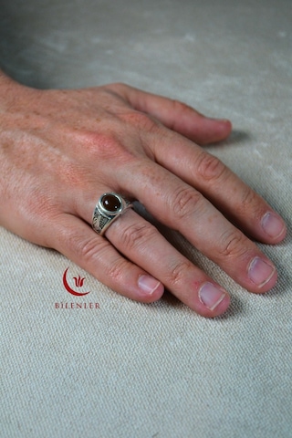 Erkek Tuğra Motifli Taşlı Metal Yüzük Uzun Ömürlü, Şık Tasarım 40 Lı Kutu Gümüş