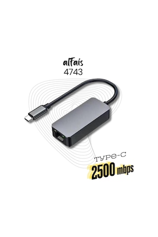 Lunatic 5247 Usb Type C To Ethernet 2500mbps 2.5g İnternet Çevirici Dönüştürücü Adaptör