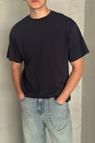 Hyman Erkek %100 Pamuk Oversize Basic T-shirt Lacivert