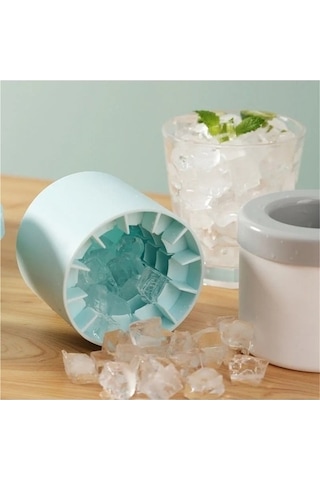 Didadodo Yuvarlak Silikon Kalıp Sarı Mavi Küp Buz Kovası Ev Buzdolabı + Qr Mavi - Sarı, Beyaz Renk Seçenek Mavi - Sarı