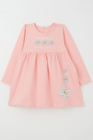 Breeze Kız Çocuk Uzun Kollu Elbise Papatya Baskılı 2-6 Yaş, Pembe Pembe