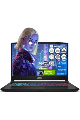 MSI Katana 15 HX B14WGK-889XTR-FPS8 i7-14650HX 64 GB 2 TB SSD RTX5070 15.6" W11P Dizüstü Bilgisayar