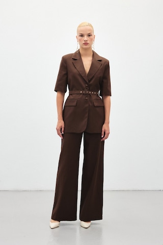 Sateen Bol Paça Keten Pantolon - Kahve-136410 Kahve