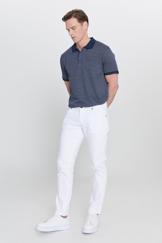AC&Co / Altınyıldız Classics Erkek Beyaz 360 Derece Her Yöne Esneyen Slim Fit Dar Kesim Diyagonal Desenli Pantolon Çok Renkli