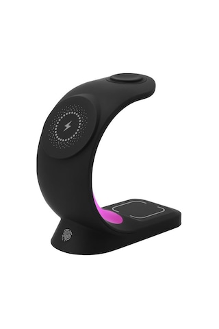 S-link Sl-cw20 Telefon, Saat, Kulaklık Uyumlu 15w Siyah Rgb Kablosuz Şarj Cihazı