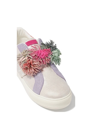 Kurt Geiger Laney Pom Pom Deri Taşlı Lüks Tasarım Kadın Sneaker Çok Renkli