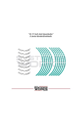 Yamaha Yzf-r3 Yazılı Jant Sticker Dış Ve İç Set Sticker Jant Şeridi Turkuaz 72575475