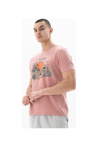 AR-MA Arma Erkek Regular Fit Parça Boyama Bisiklet Yaka Tişört Y25344490701 Pembe