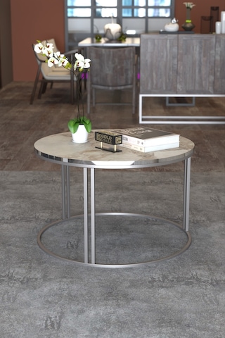 Northcity Special Orta Sehpa Efes Beyaz 70 Cm Abanoz - Beyaz
