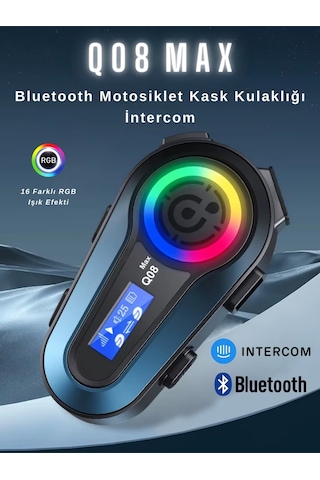 Wearfitpro Q08 Max Rgb Işık Efektli İntercom Bluetooth Motosiklet Kask Kulaklığı İntercom Kulaklık