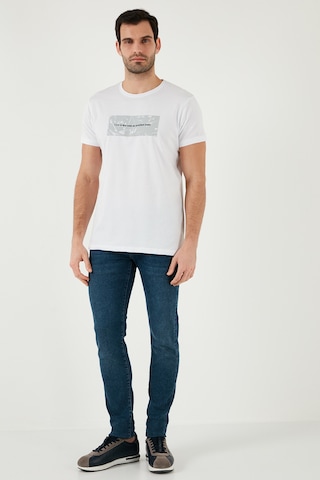 Buratti Pamuklu Slim Fit Bisiklet Yaka Baskılı Erkek T Shirt 541Tolive Beyaz