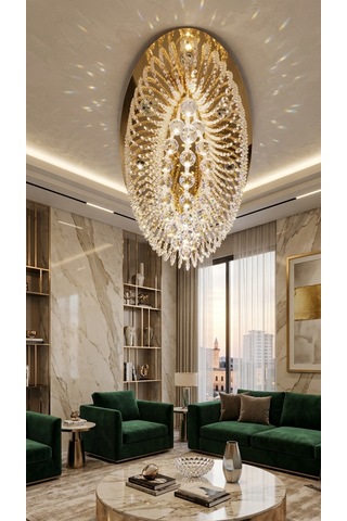 Avize Elips 60 Lık Gold Gold Ve Krom
