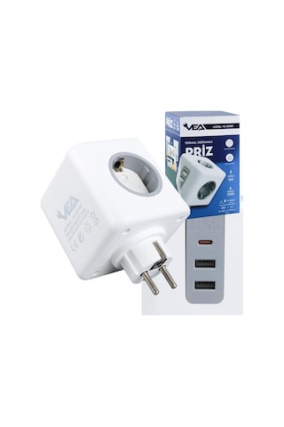 Vea Ve-23089 2x Usb 1x Type-c 3'lü Çocuk Ve Termal Korumalı Grup Priz