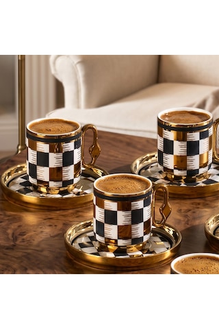 Perotti 16992-1 Rose Dama 6 Kişilik Porselen Fincan Seti 12 Parça Türk Kahvesi Fincanı Takımı-90ml Çok Renkli