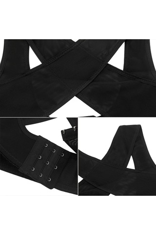 Kadınlar Ultraince Kifoz Düzeltme Omuz Desteği Sıkı Oturan Ortopedik Kemer, Boyut: M Siyah