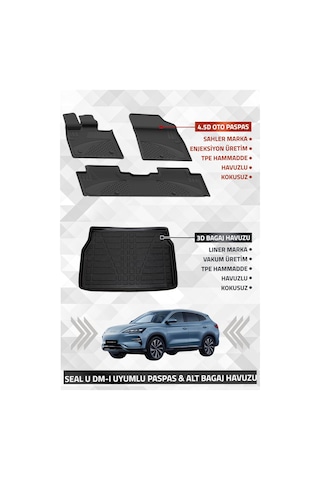 Byd Seal U Dm-i 2024+ Uyumlu Liner Marka 3d Kulaksız Üst Bagaj Havuzu + Sahler 4.5d Oto Paspas